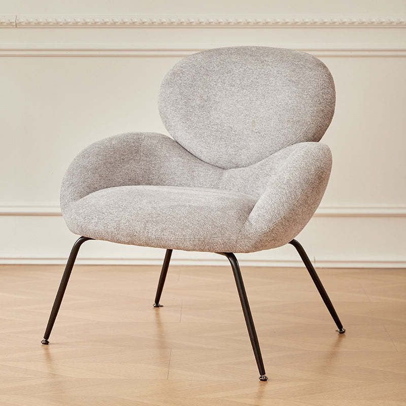 Elliptical Lambswool Linen Metal Accent Chair