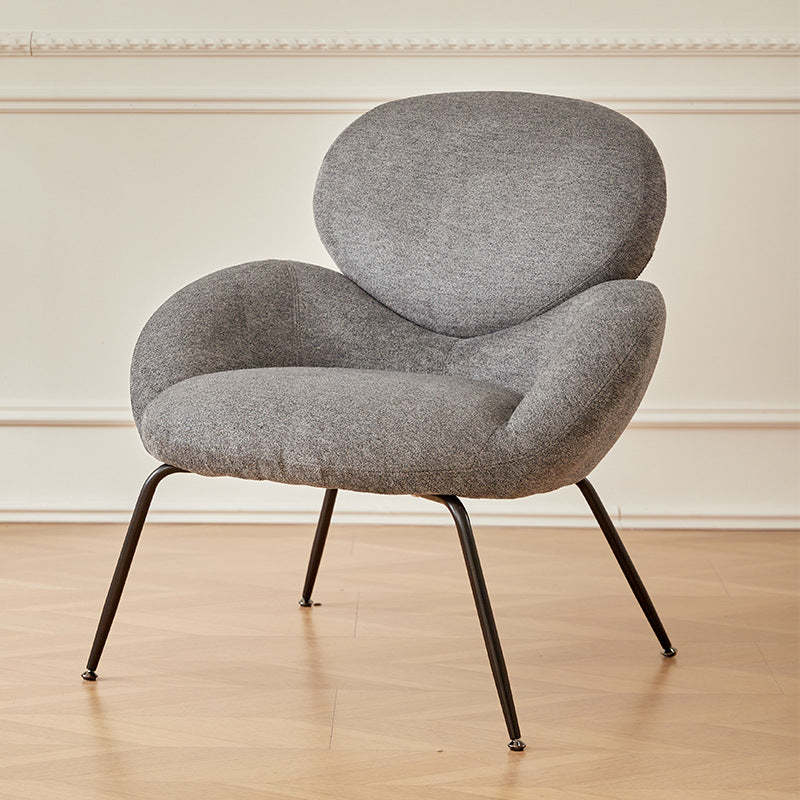 Elliptical Lambswool Linen Metal Accent Chair