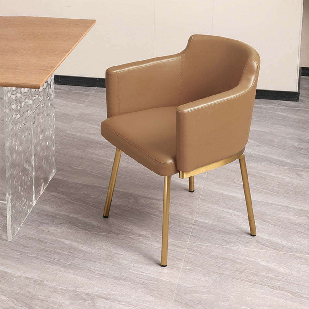 Half-Round Rotatable Leather Metal Dining Chair — Dark Gray