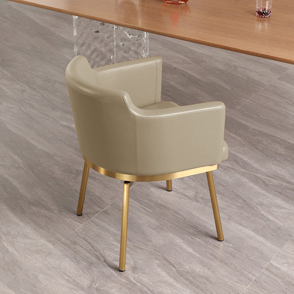Half-Round Rotatable Leather Metal Dining Chair
