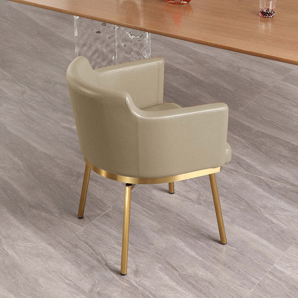 Half-Round Rotatable Leather Metal Dining Chair