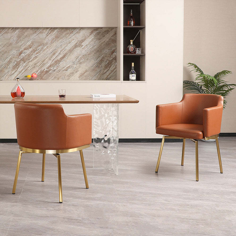 Half-Round Rotatable Leather Metal Dining Chair