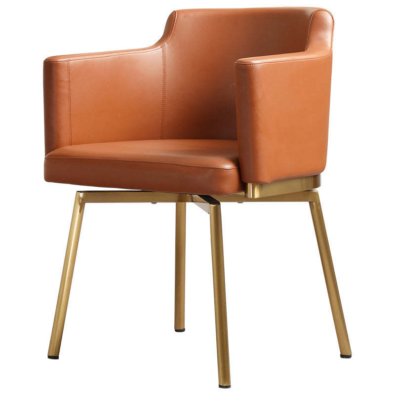 Half-Round Rotatable Leather Metal Dining Chair