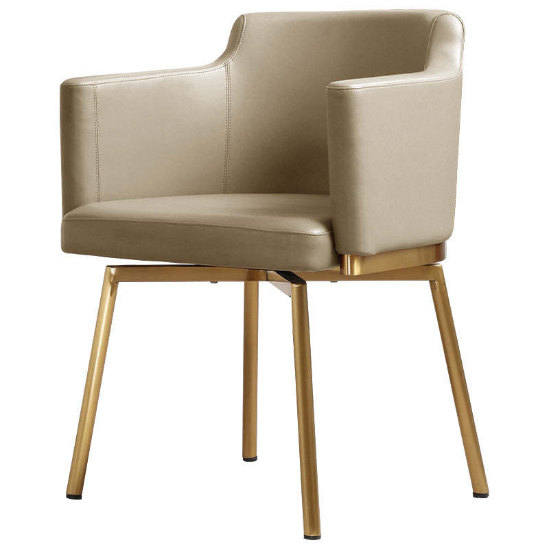 Half-Round Rotatable Leather Metal Dining Chair