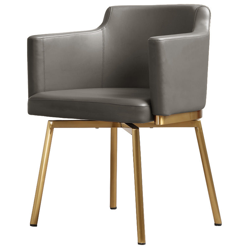 Half-Round Rotatable Leather Metal Dining Chair
