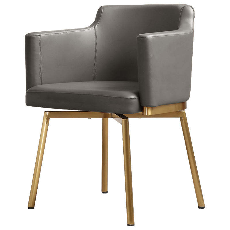 Half-Round Rotatable Leather Metal Dining Chair