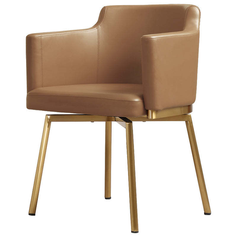 Half-Round Rotatable Leather Metal Dining Chair
