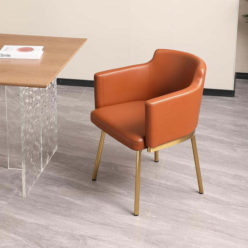 Half-Round Rotatable Leather Metal Dining Chair