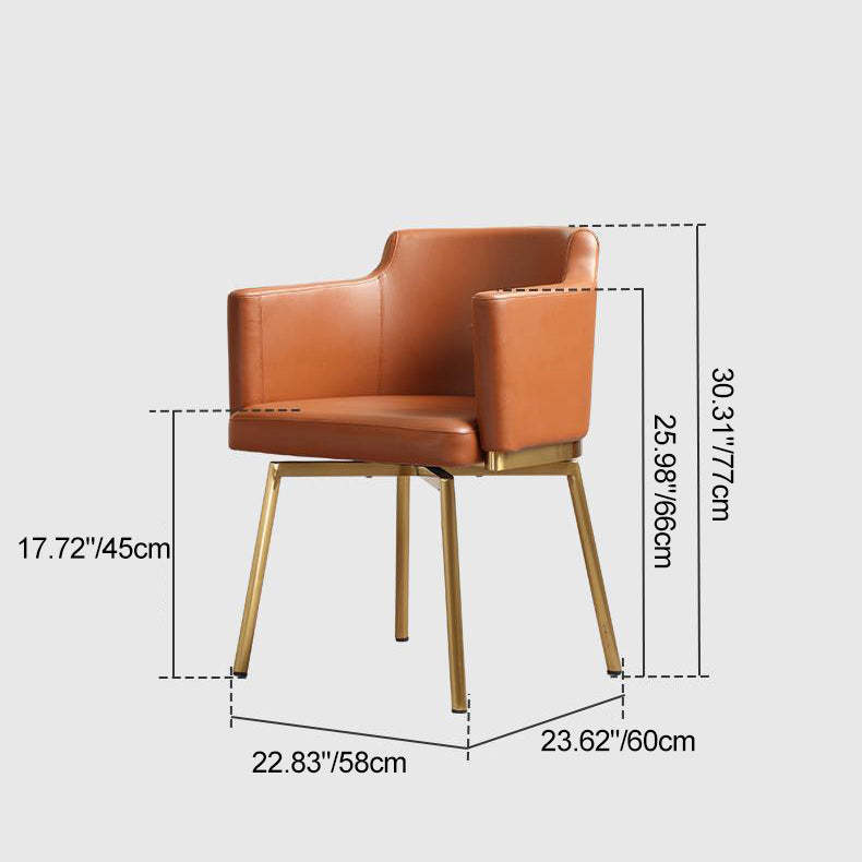 Half-Round Rotatable Leather Metal Dining Chair