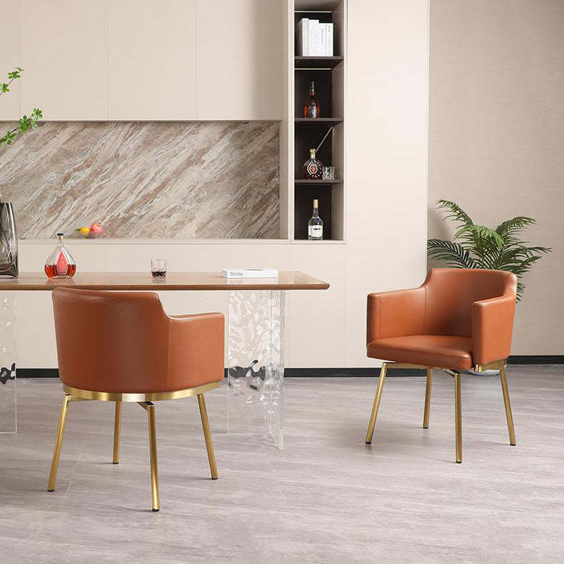 Half-Round Rotatable Leather Metal Dining Chair