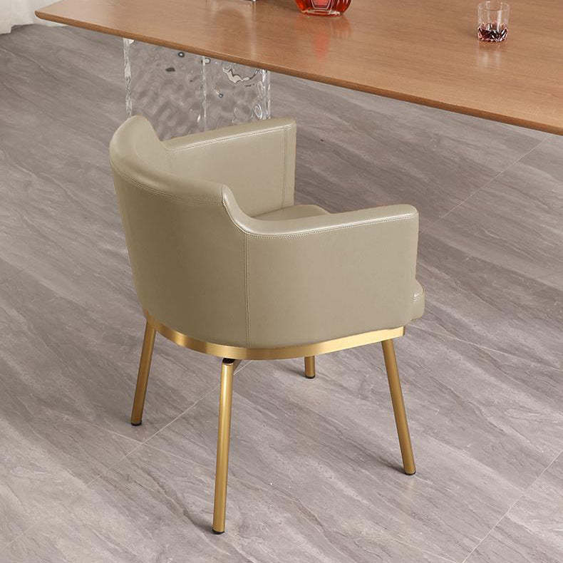 Half-Round Rotatable Leather Metal Dining Chair