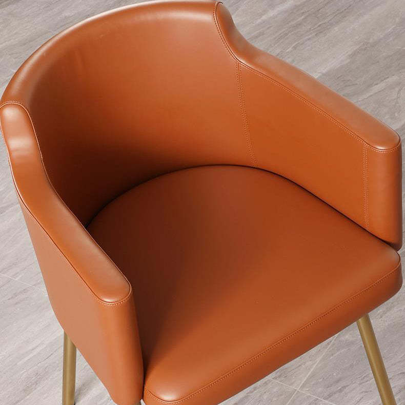 Half-Round Rotatable Leather Metal Dining Chair — Orange
