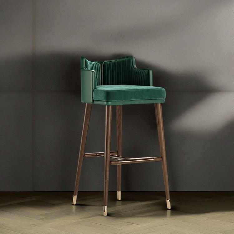 Nordic Fabric Steel Semi-Circular Bar Stool — Green