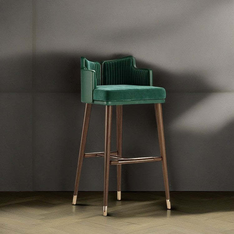 Nordic Fabric Steel Semi-Circular Bar Stool — Green