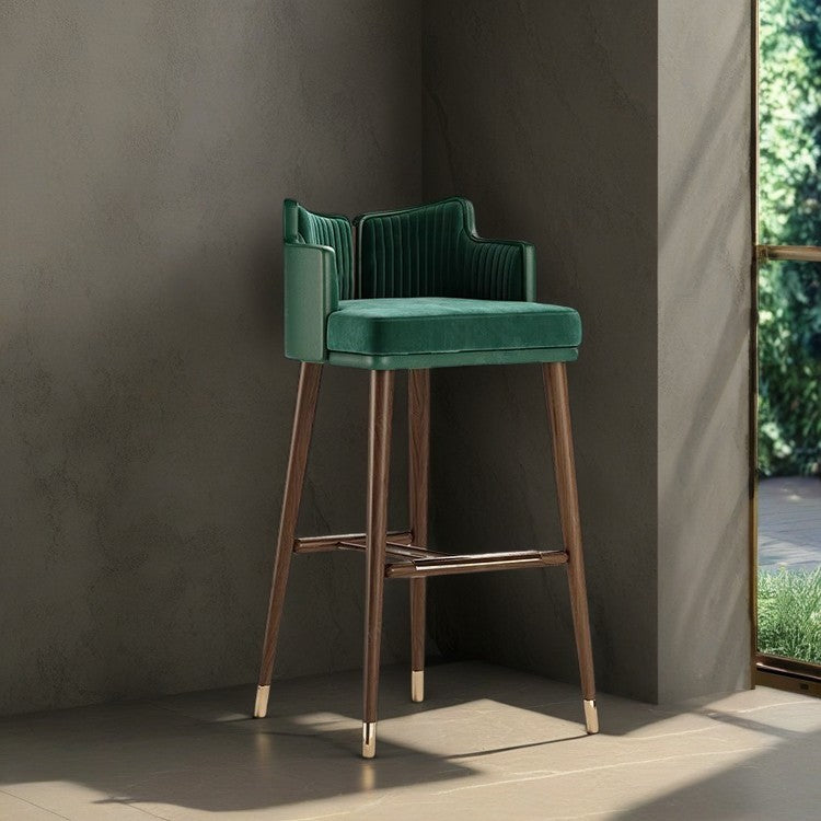 Nordic Fabric Steel Semi-Circular Bar Stool