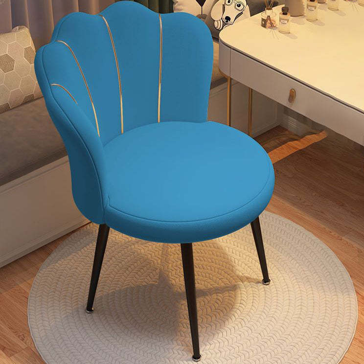 Scandinavian Velvet Iron Latex Vanity Stool — Latex / Beige / Gold