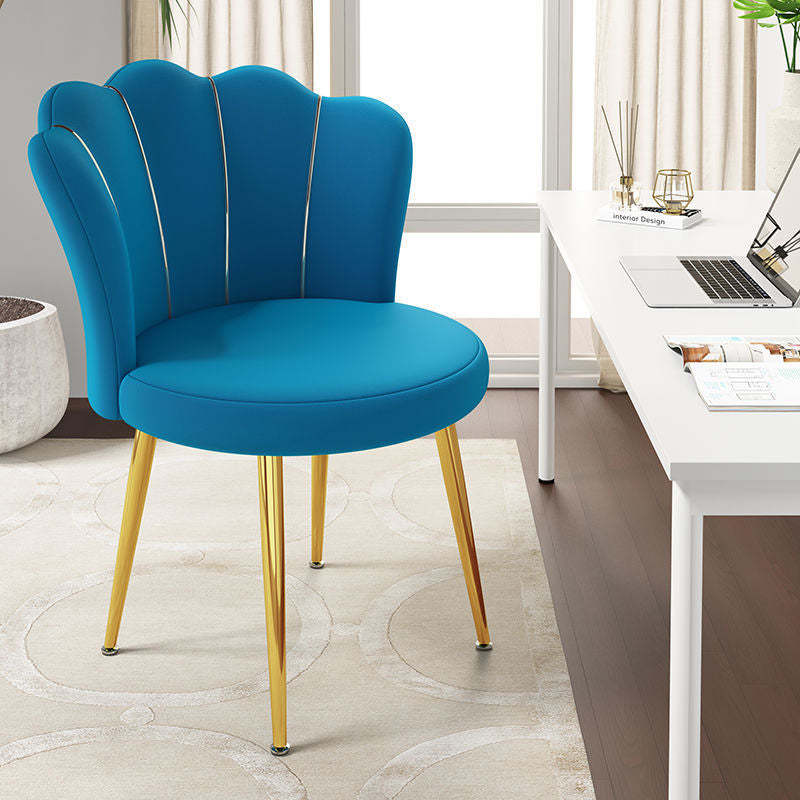 Scandinavian Velvet Iron Latex Vanity Stool — Sponge / Beige / Gold