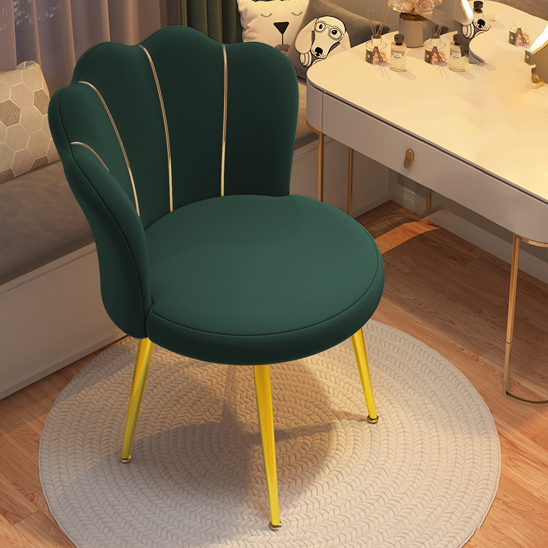 Scandinavian Velvet Iron Latex Vanity Stool — Sponge / Dark Blue / Black