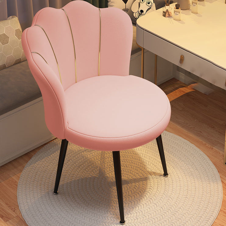 Scandinavian Velvet Iron Latex Vanity Stool — Latex / Pink / Black