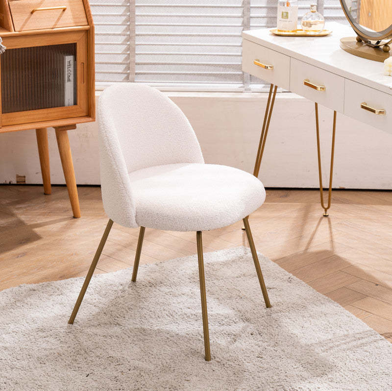 Scandinavian Velvet Iron Wood Vanity Stool