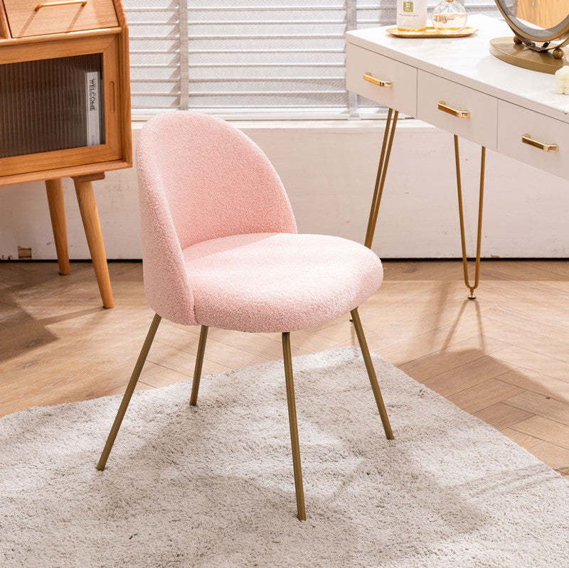 Scandinavian Velvet Iron Wood Vanity Stool