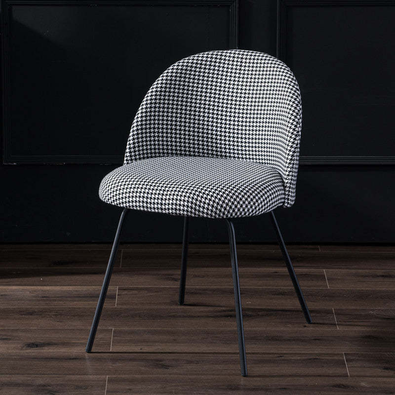 Scandinavian Velvet Iron Wood Vanity Stool