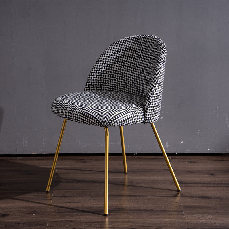 Scandinavian Velvet Iron Wood Vanity Stool