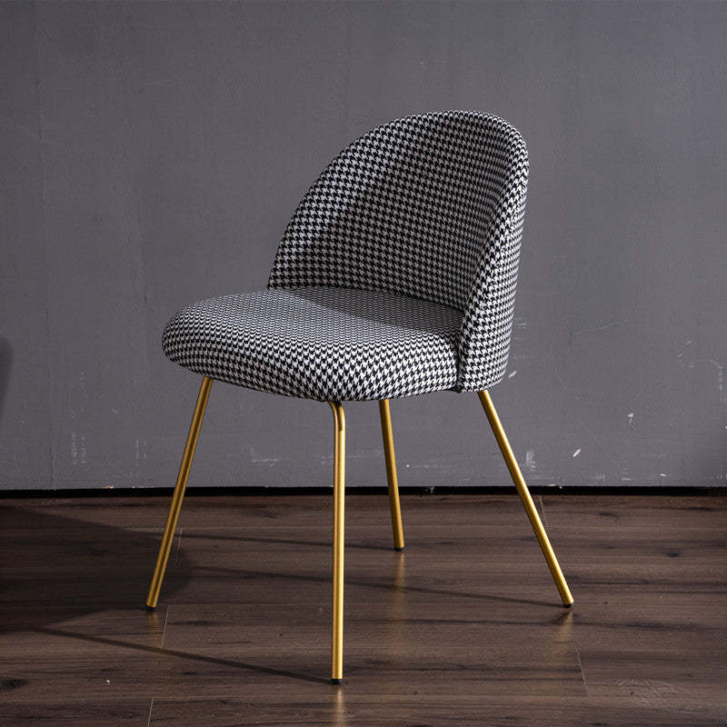 Scandinavian Velvet Iron Wood Vanity Stool