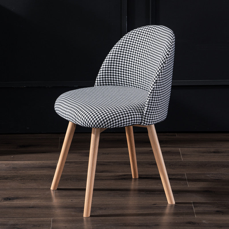 Scandinavian Velvet Iron Wood Vanity Stool