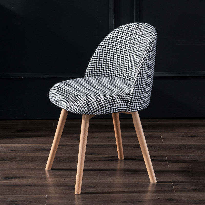Scandinavian Velvet Iron Wood Vanity Stool