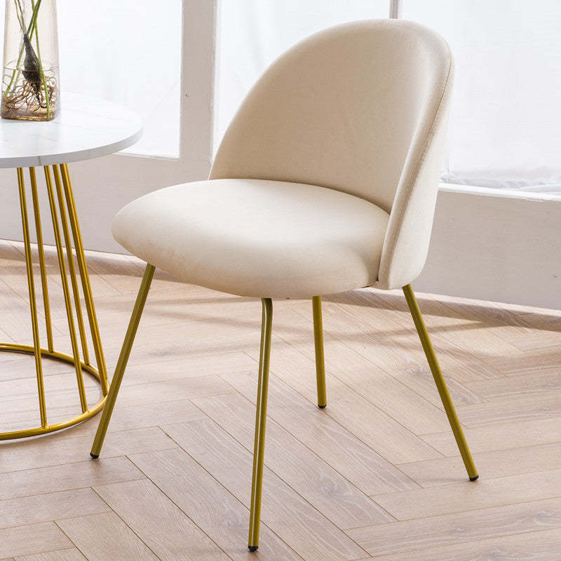 Scandinavian Velvet Iron Wood Vanity Stool