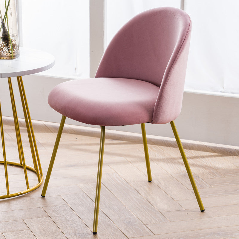 Scandinavian Velvet Iron Wood Vanity Stool