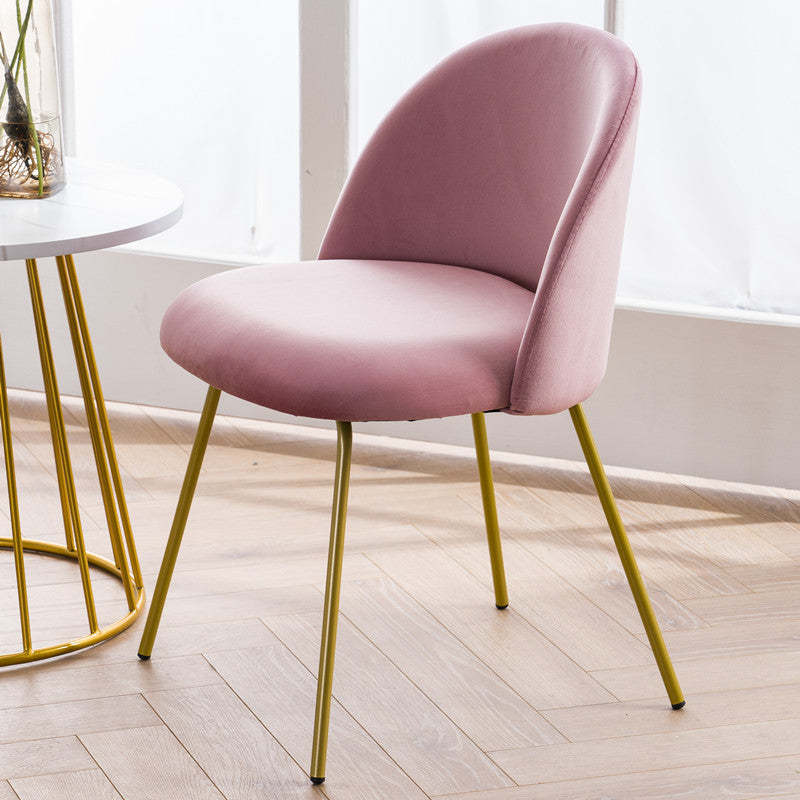 Scandinavian Velvet Iron Wood Vanity Stool