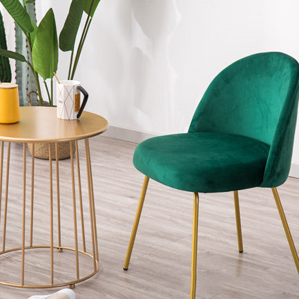 Scandinavian Velvet Iron Wood Vanity Stool — Dutch Fleece - Dark Blue - Gold