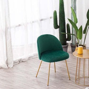 Scandinavian Velvet Iron Wood Vanity Stool — Dutch Fleece - Pink - Gold