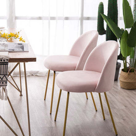 Scandinavian Velvet Iron Wood Vanity Stool — Teddy Fleece - Beige - Wood Color