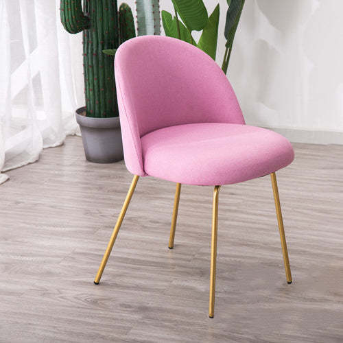 Scandinavian Velvet Iron Wood Vanity Stool — Velvet - Beige - Gold