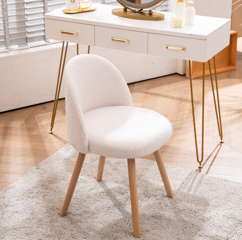 Scandinavian Velvet Iron Wood Vanity Stool