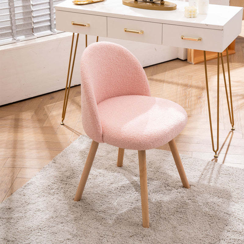 Scandinavian Velvet Iron Wood Vanity Stool