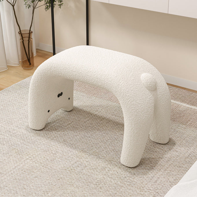 Teddy Fleece Steel Cat Vanity Stool