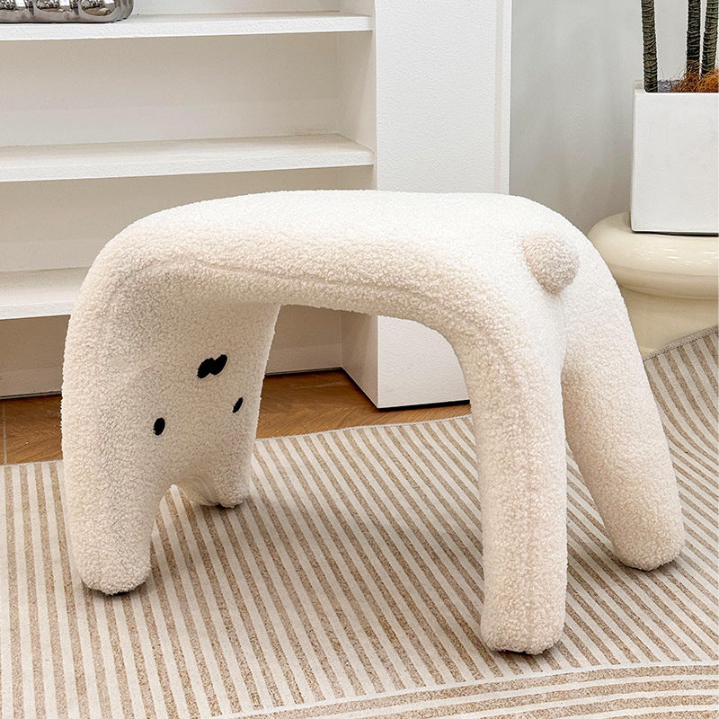 Teddy Fleece Steel Cat Vanity Stool