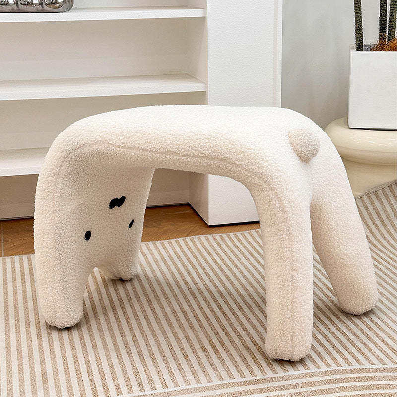 Teddy Fleece Steel Cat Vanity Stool