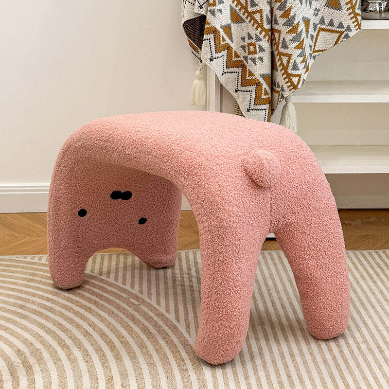 Teddy Fleece Steel Cat Vanity Stool — Gray