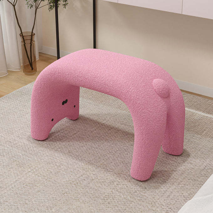 Teddy Fleece Steel Cat Vanity Stool
