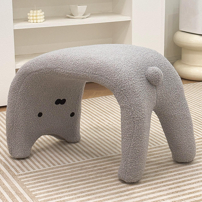 Teddy Fleece Steel Cat Vanity Stool