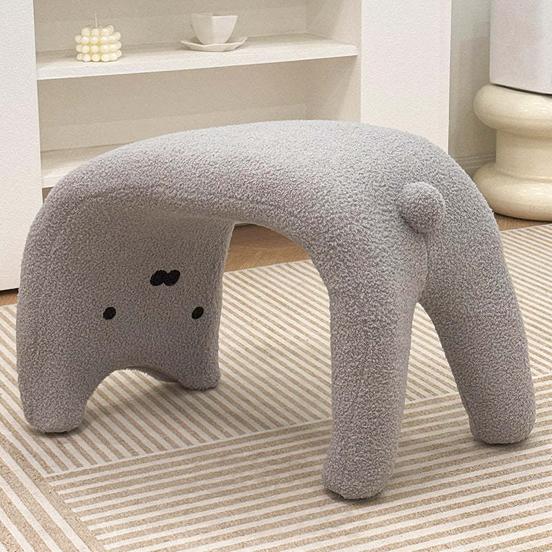 Teddy Fleece Steel Cat Vanity Stool