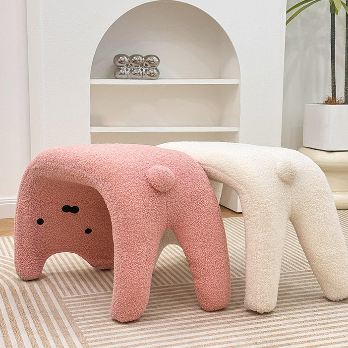 Teddy Fleece Steel Cat Vanity Stool