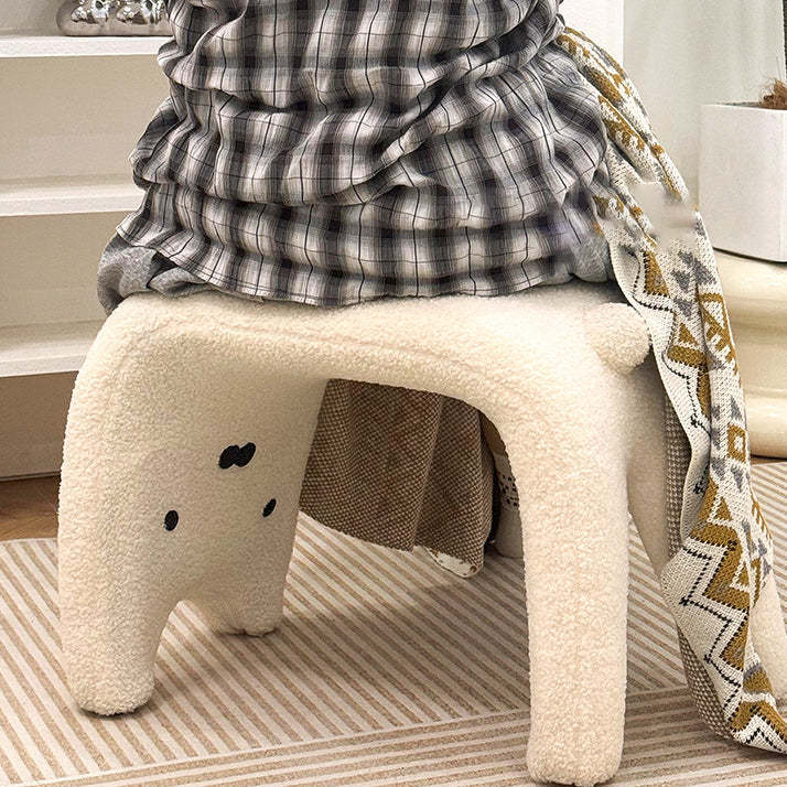 Teddy Fleece Steel Cat Vanity Stool