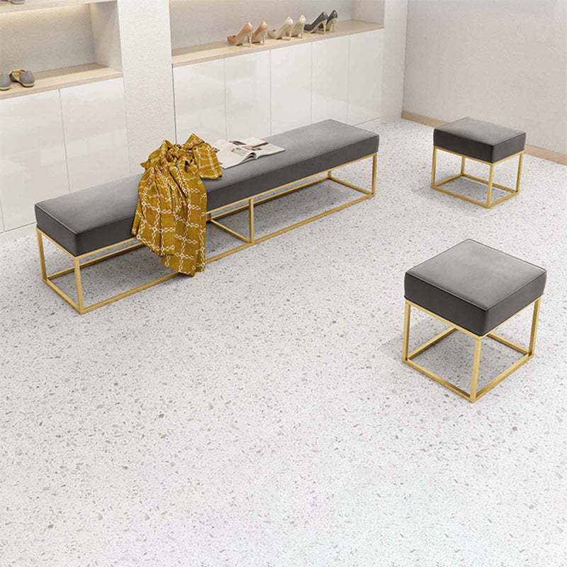 Minimalist Velvet Metal Footstool — Square / Gold