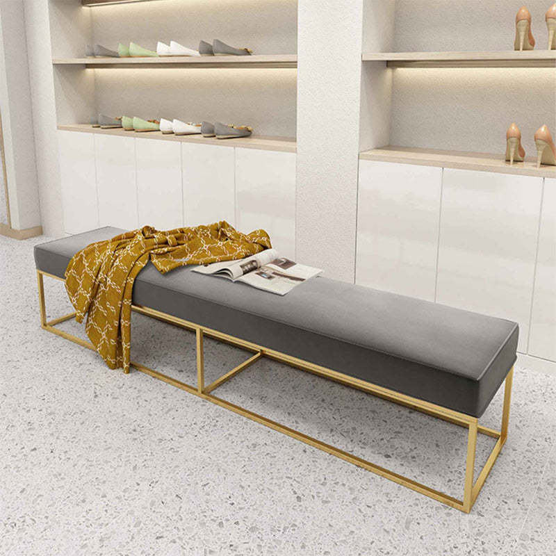 Minimalist Velvet Metal Footstool — Rectangular - Small / Black